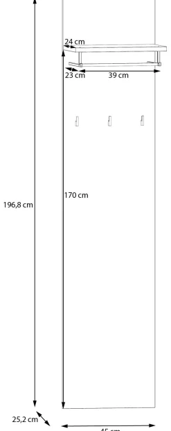 FORTE Garderobenpaneel »Baccio« Kombinierbar mit 14164136, 27097631, 93072840,Panell, Kleiderstange, Haken, Kleine Flure