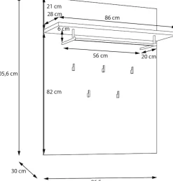 FORTE Garderobenpaneel »Bohol Paneel 5 Haken, Kleiderstange, Ablageboden« B/H/T 86,5/1056/30 cm