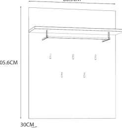 FORTE Garderobenpaneel »Bohol Paneel 5 Haken, Kleiderstange, Ablageboden« B/H/T 86,5/1056/30 cm