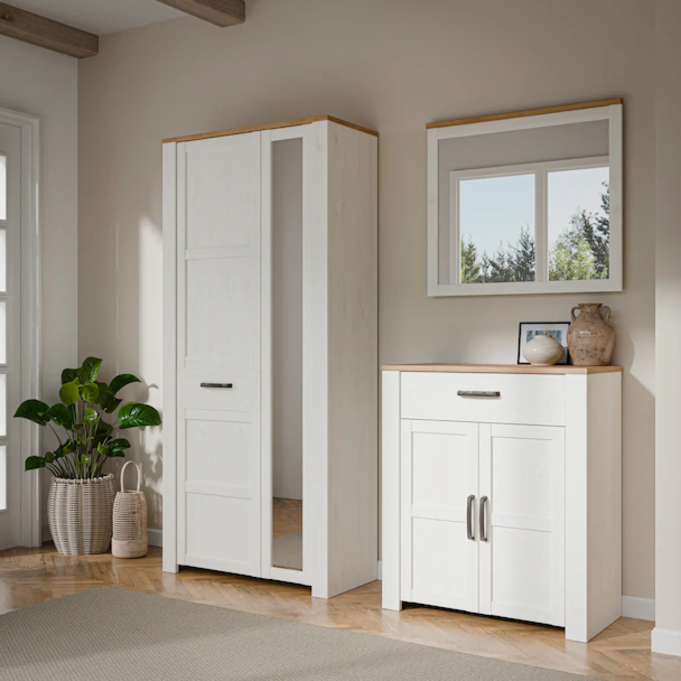 FORTE Garderobenschrank »Garderobenschrank, Höhe 205,4cm, Spiegel, Soft Close, Push to Open« B/H/T 94,4/205,4/42 cm