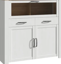FORTE Highboard »Bohol, kleines Highboard, Klappe mit Glas, 2SK, 2Türen« B/H/T 126,4/125,4/42 cm Beleuchtung optional bestellbar