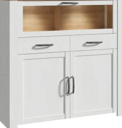 FORTE Highboard »Bohol, kleines Highboard, Klappe mit Glas, 2SK, 2Türen« B/H/T 126,4/125,4/42 cm Beleuchtung optional bestellbar