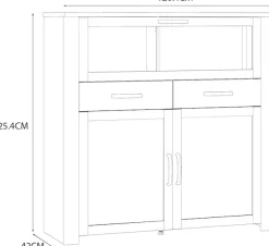 FORTE Highboard »Bohol, kleines Highboard, Klappe mit Glas, 2SK, 2Türen« B/H/T 126,4/125,4/42 cm Beleuchtung optional bestellbar
