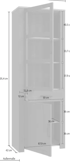 FORTE Highboard »Bohol, Vitrine, 1 Glastüre,1 SK, 1 Türe« Breite 71 cm
