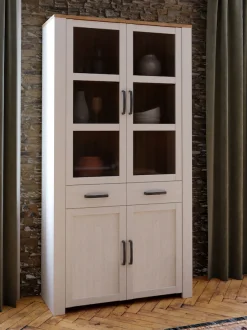 FORTE Highboard »Bohol, Vitrine mit Glastüre, viel Stauraum« B/H/T 106,4/205,4/42 cm Beleuchtung optional bestellbar