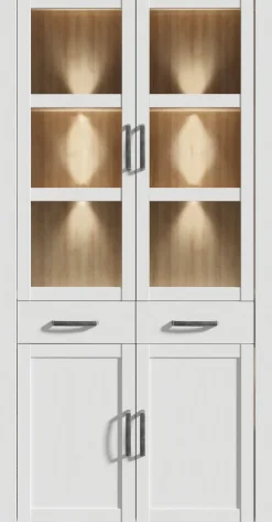 FORTE Highboard »Bohol, Vitrine mit Glastüre, viel Stauraum« B/H/T 106,4/205,4/42 cm Beleuchtung optional bestellbar