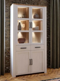 FORTE Highboard »Bohol, Vitrine mit Glastüre, viel Stauraum« B/H/T 106,4/205,4/42 cm Beleuchtung optional bestellbar