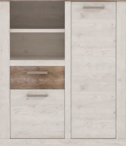 FORTE Highboard »Duro« Mehrzweckschrank mit Türen & Schublade, Landhausstil, Breite 109,8 cm