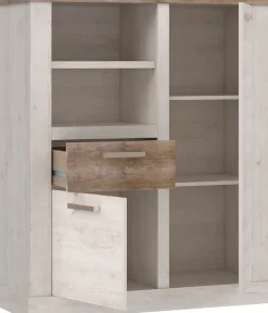 FORTE Highboard »Duro« Mehrzweckschrank mit Türen & Schublade, Landhausstil, Breite 109,8 cm