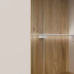 FORTE Highboard »Forte Seravel Highboard, Kashmir Beige/Mauvella Eiche opt. Beleuchtung« B/H/T 94,1/160,8/41,5 viel Stauraum, Lamellenoptik