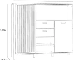 FORTE Highboard »Jytana« Breite 149,9 cm, Schiebetüre mit Lamellenoptik, Mauvella Eiche/Schwarz