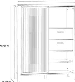 FORTE Highboard »Jytana« Breite 103,4 cm, Schiebetüre mit Lamellenoptik, Mauvella Eiche/Schwarz
