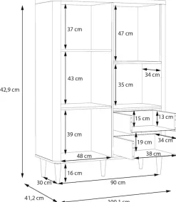 FORTE Highboard »Lacetti« B/H/T 100,1/142,9/41,2 cm Echtholzfüße