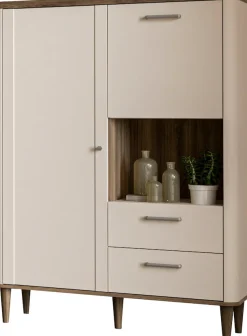FORTE Highboard »Lacetti« B/H/T 100,1/142,9/41,2 cm Echtholzfüße