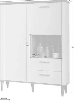 FORTE Highboard »Lacetti« B/H/T 100,1/142,9/41,2 cm Echtholzfüße