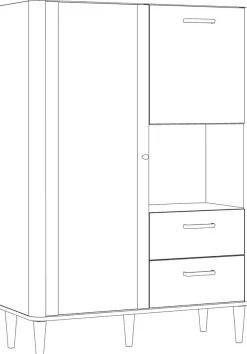FORTE Highboard »Lacetti« B/H/T 100,1/142,9/41,2 cm Echtholzfüße