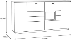 FORTE Highboard »Louoto« Sideboard, Metallgriffe, Stauraum, Soft Close, Höhe 101,2cm