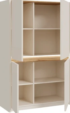 FORTE Highboard »Oak Squere, Highboard inklusive Beleuchtung, Soft Close« B/H/T 95,3/146,7/41,5 cm 4türig,