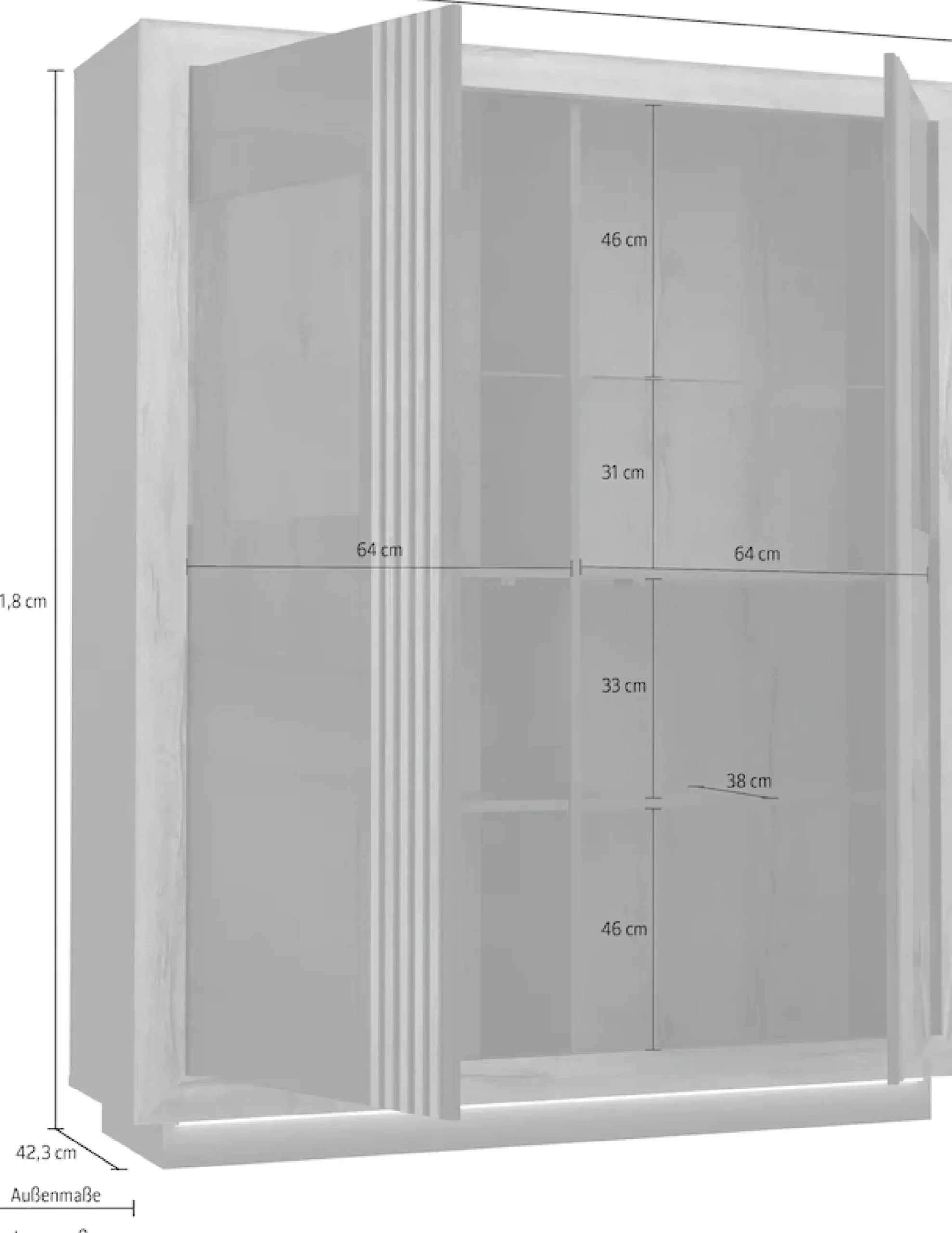 FORTE Highboard »Savona« Höhe 161 cm, inkl. Sockelbeleuchtung