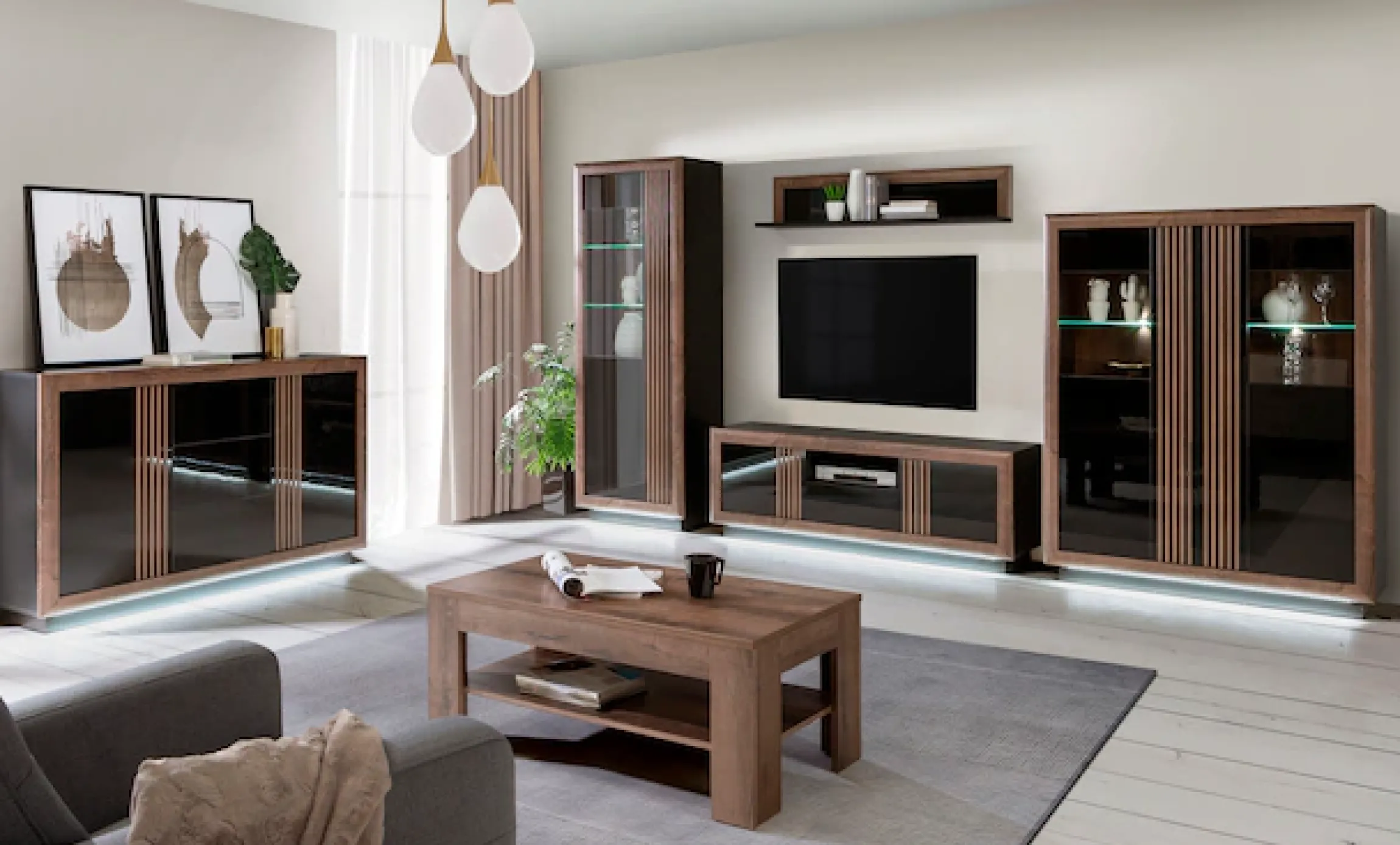 FORTE Highboard »Savona« Höhe 161 cm, inkl. Sockelbeleuchtung