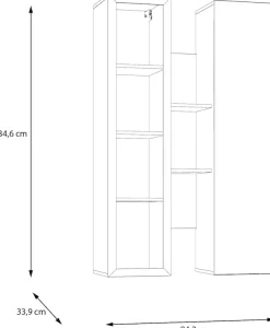 FORTE Hängevitrine B/H/T 84,2/134,6/33,9 cm Soft Close, Wandmontage