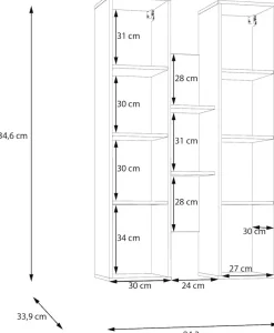 FORTE Hängevitrine B/H/T 84,2/134,6/33,9 cm Soft Close, Wandmontage