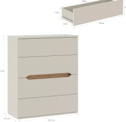 FORTE Hochkommode B/H/T 95,1/114,7/41,5 cm Hochkommode ohne Griffe