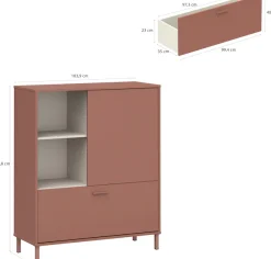 FORTE Hochkommode »Milles Jugendzimmer« Trendiges Dekor, Vollauszug, B/H/T 105,9/124,8/41,5