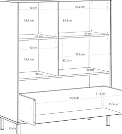 FORTE Hochkommode »Milles Jugendzimmer« Trendiges Dekor, Vollauszug, B/H/T 105,9/124,8/41,5