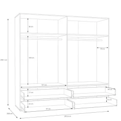FORTE Kleiderschrank B/H/T ca. 205,9x200,1x58,8cm,