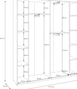 FORTE Kleiderschrank B/H/T 177,5/210,5/42 cm, stehende Montage