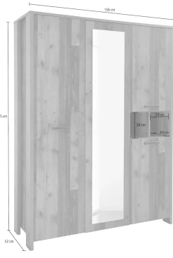 FORTE Kleiderschrank »Clif« Maße: B/H/T ca. 156x205x52 cm,mit Spiegelauflage