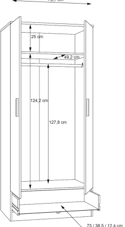 FORTE Kleiderschrank »Drehtürenschrank, Schublade, viel Stauraum« B/H/T 79,9/181/52,7, Schublade, Stauraum, FSC