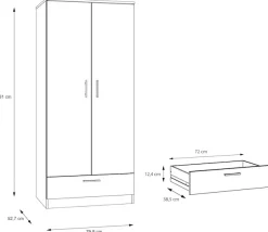 FORTE Kleiderschrank »Drehtürenschrank, Schublade, viel Stauraum« B/H/T 79,9/181/52,7, Schublade, Stauraum, FSC