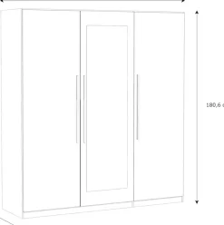 FORTE Kleiderschrank »Drehtürenschrank 2T/1ST« B/H/T 180,6/212,9/59 cm, Stauraum, Spiegeltüre