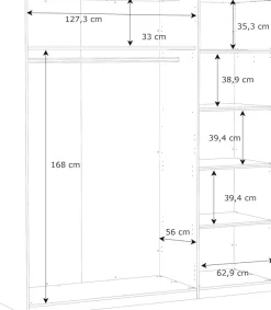 FORTE Kleiderschrank »Drehtürenschrank 2T/1ST« B/H/T 180,6/212,9/59 cm, Stauraum, Spiegeltüre