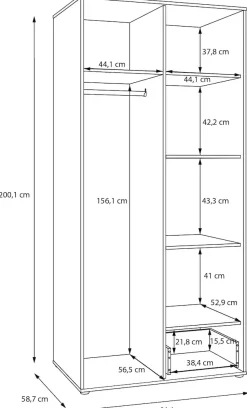 FORTE Kleiderschrank »Drehtürenschrank,Lamellenoptik, Einlegeböden,Stauraum« B/H/T 93,1/200,1/58,7cm; Schubkasten mit Vollauszug