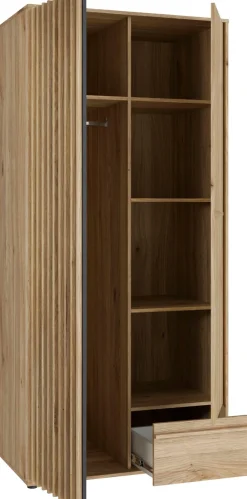 FORTE Kleiderschrank »Drehtürenschrank,Lamellenoptik, Einlegeböden,Stauraum« B/H/T 93,1/200,1/58,7cm; Schubkasten mit Vollauszug