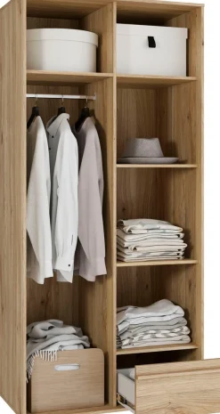 FORTE Kleiderschrank »Drehtürenschrank,Lamellenoptik, Einlegeböden,Stauraum« B/H/T 93,1/200,1/58,7cm; Schubkasten mit Vollauszug