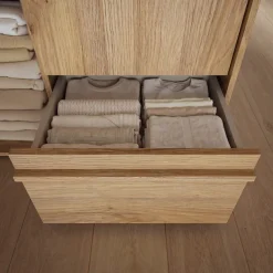 FORTE Kleiderschrank »Drehtürenschrank,Lamellenoptik, Einlegeböden,Stauraum« B/H/T 93,1/200,1/58,7cm; Schubkasten mit Vollauszug