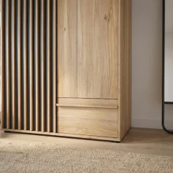 FORTE Kleiderschrank »Drehtürenschrank,Lamellenoptik, Einlegeböden,Stauraum« B/H/T 93,1/200,1/58,7cm; Schubkasten mit Vollauszug
