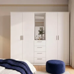 FORTE Kleiderschrank »Drehtürenschrank, Spiegel, Schubladen, viel Stauraum« B/H/T 199/181/52,7, Spiegel, Stauraum,Schubladen, FSC