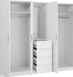 FORTE Kleiderschrank »Drehtürenschrank, Spiegel, Schubladen, viel Stauraum« B/H/T 199/181/52,7, Spiegel, Stauraum,Schubladen, FSC