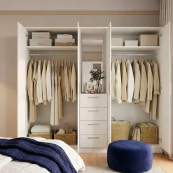 FORTE Kleiderschrank »Drehtürenschrank, Spiegel, Schubladen, viel Stauraum« B/H/T 199/181/52,7, Spiegel, Stauraum,Schubladen, FSC
