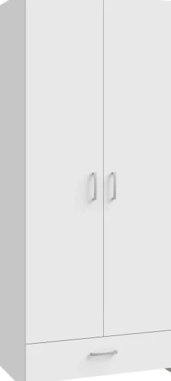 FORTE Kleiderschrank »Econobox« Drehtürenschrank, zeitloses Design mit alufarbigen Griffen.