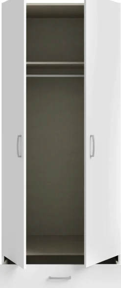 FORTE Kleiderschrank »Econobox« Drehtürenschrank, zeitloses Design mit alufarbigen Griffen.