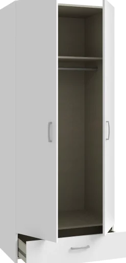 FORTE Kleiderschrank »Econobox« Drehtürenschrank, zeitloses Design mit alufarbigen Griffen.