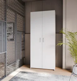FORTE Kleiderschrank »Econobox« Drehtürenschrank, zeitloses Design mit alufarbigen Griffen.