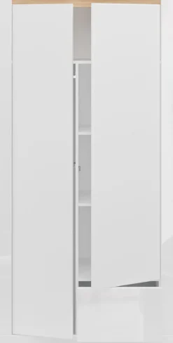 FORTE Kleiderschrank »grifflos, Push to Open, Front glänzend« B/H/T 96,4/192,2/59,7 cm inklusive Beleuchtung