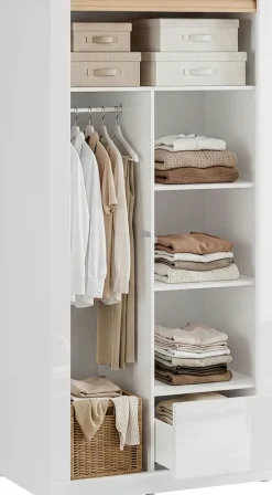 FORTE Kleiderschrank »grifflos, Push to Open, Front glänzend« B/H/T 96,4/192,2/59,7 cm inklusive Beleuchtung
